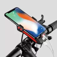 Svetlo na bicykel Bikerpro 4v1 s držiakom na telefón, zvončekom a powerbankou