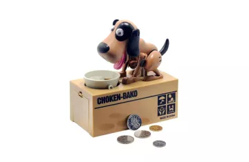 Pokladnička na mince - hladný psík - hnedočierna